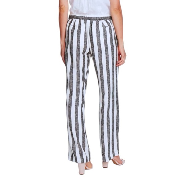 $99 Vince Camuto Linen Pants Small 4 6 White + Faded Black Stripe Swim Cover Up - Picture 5 of 11